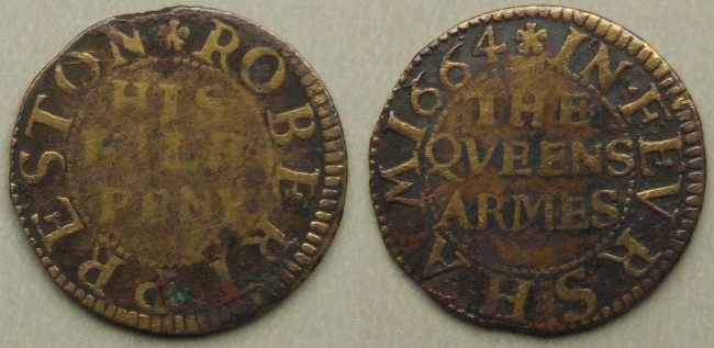 Faversham, Robert Preston 1664 halfpenny N2569